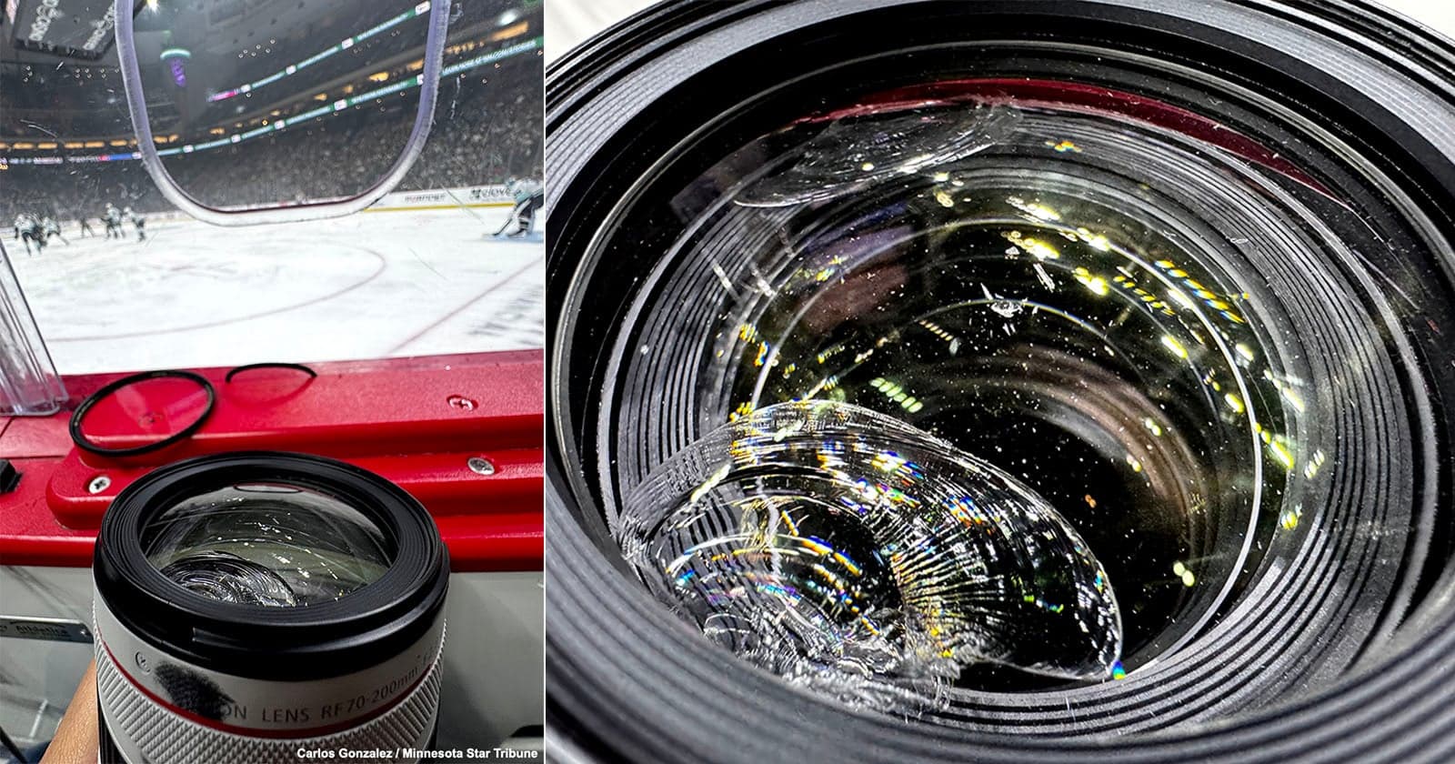 Photographer’s New Lens Gets Shattered by Puck at First NHL Game