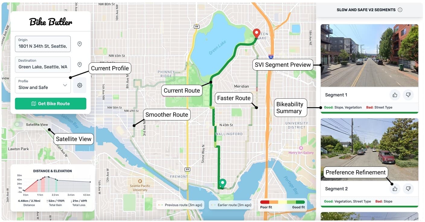 BikeButler map creates personalized routes for riders based on preferences like speed limits and road conditions